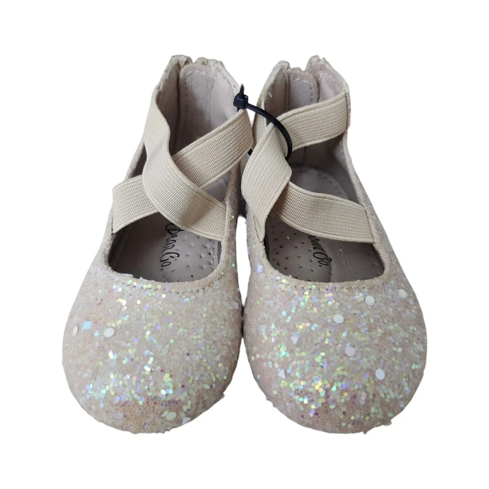 NEW A Bear Co Toddler‎ Size 4 Neutral Beige Glitter Ballerina Flats